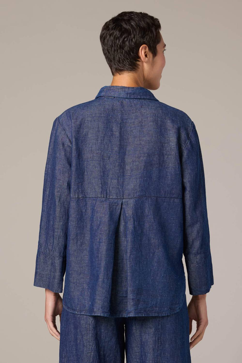 Flax Denim Crop Easy Shirt