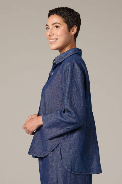 Flax Denim Crop Easy Shirt