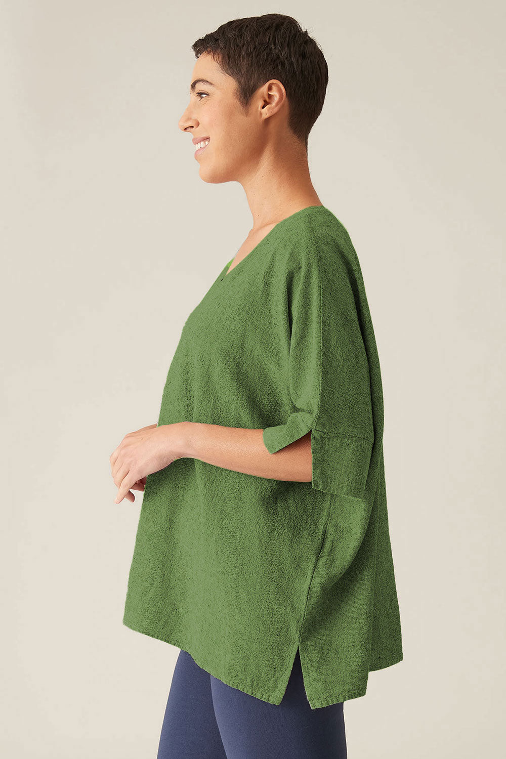 Cut Loose Crosshatch V-Neck Top Nightsky