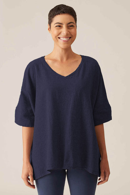 Cut Loose Crosshatch V-Neck Top Fava