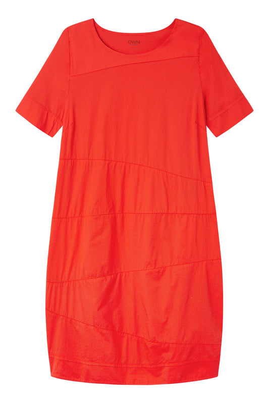 By Basics Cuttings Short Sleeve Dress Hot Coral