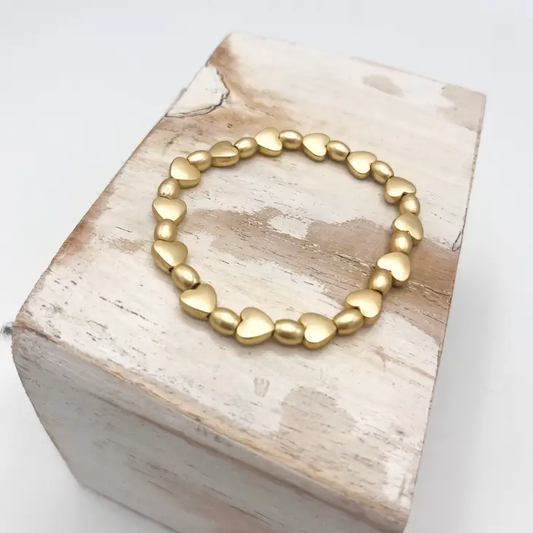 Jess & Lou Mini Heart Bead Bracelet Gold Gold