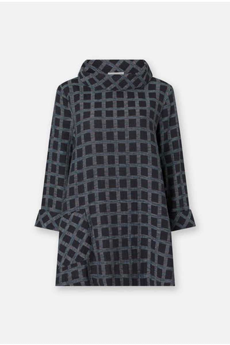 Sahara Cotton Ikat Check Tunic Navy