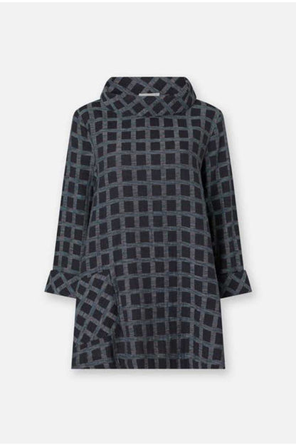 Sahara Cotton Ikat Check Tunic Navy