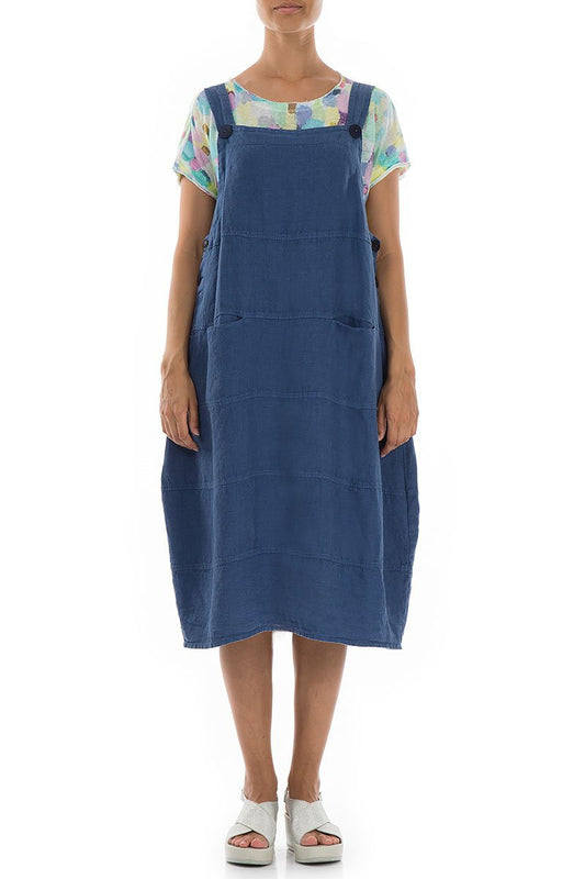 Grizas Blue Linen 91274 Overall Dress