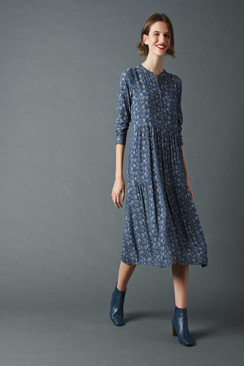 Indi & Cold Abbie Midi Dress Indigo