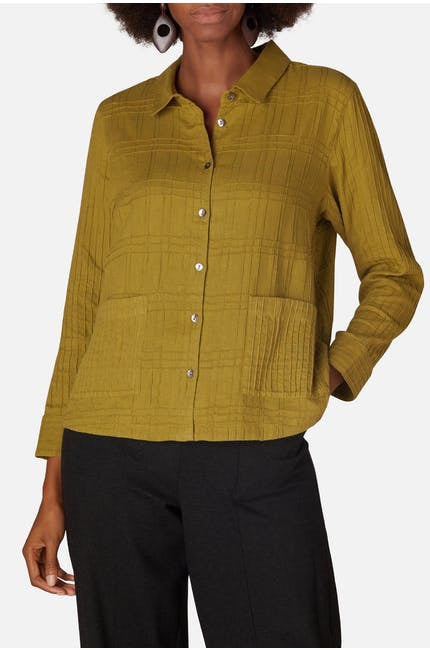 Sahara Soft Cotton Pintuck Shirt Lichen