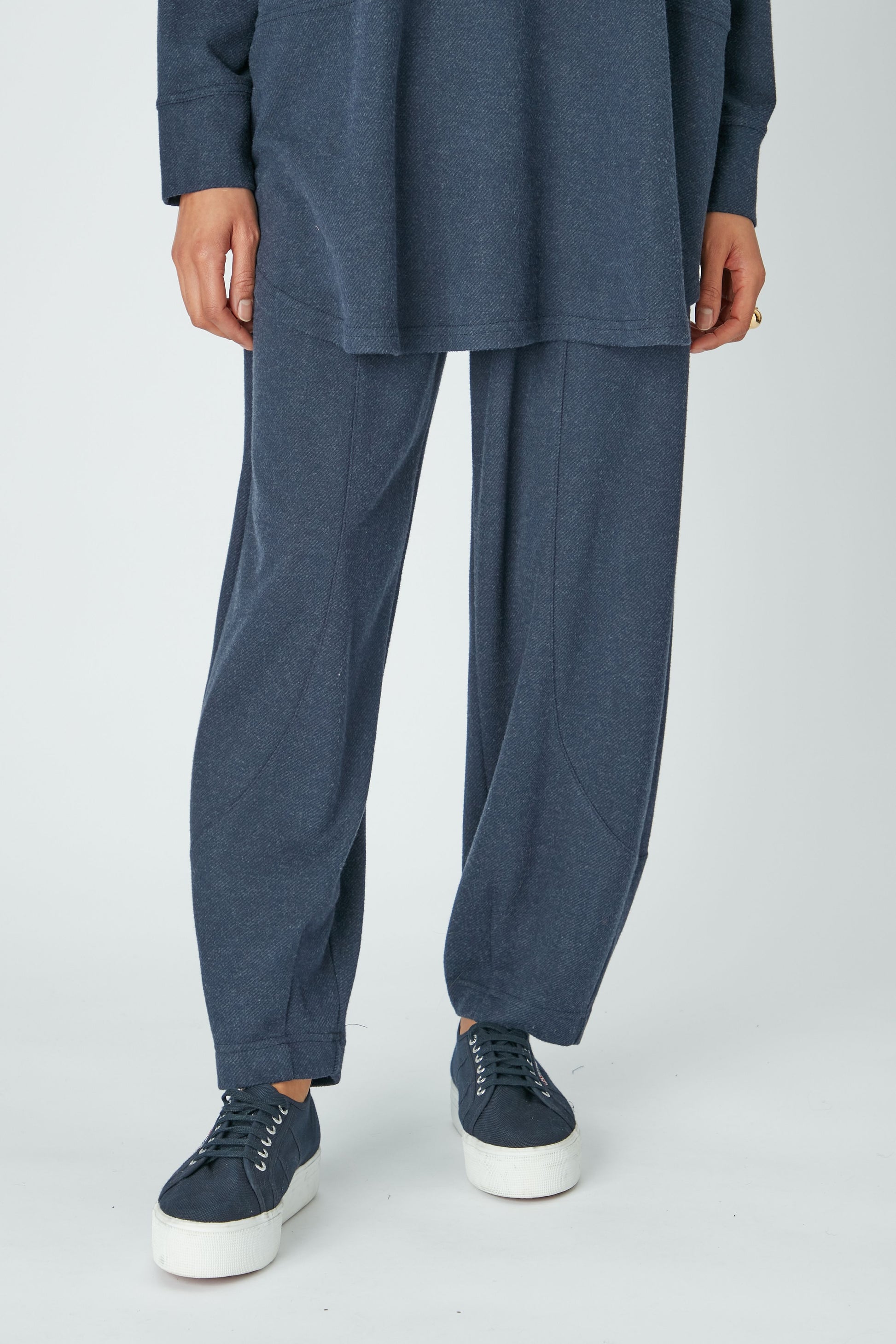 Sahara Marl Jersey Bubble Trousers Midnight Blue