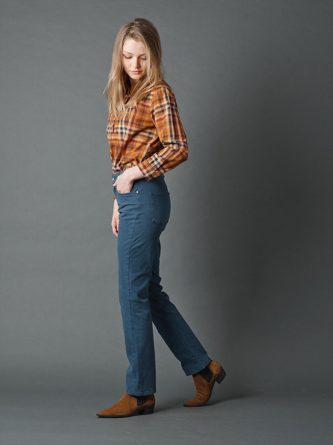 Indi & Cold Plaid Shirt Orange