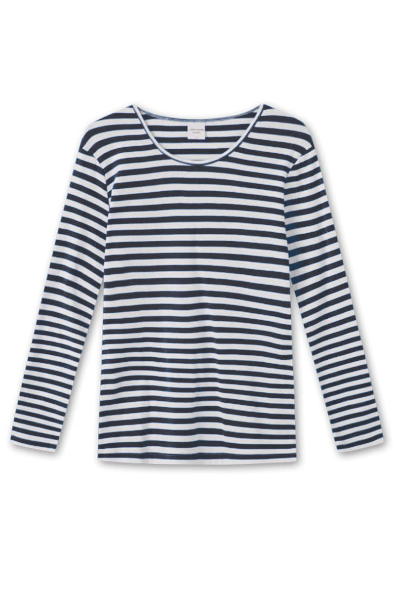 By Basics Long Sleeve Cotton Stripe Top Charcoal