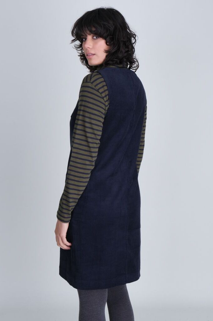 Bibico Eva Pinafore Dress Navy Cord Blue