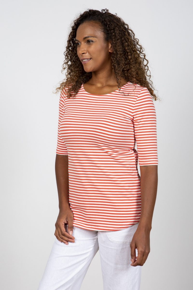 Lily and Me Rockpool Top Papaya Stripe