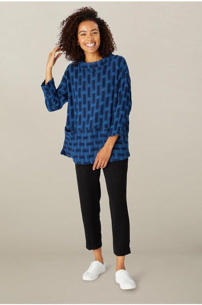 Sahara Jacquard Linen Boxy Top Royal