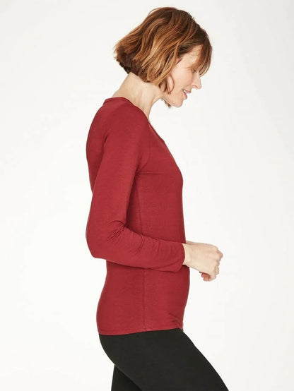 Thought Bamboo Base Layer Top Ruby Red