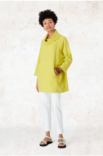 Sahara Textured Linen Relaxed Tunic Chartreuse