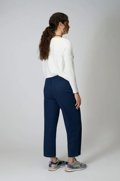 Stretch Denim Straight Trousers