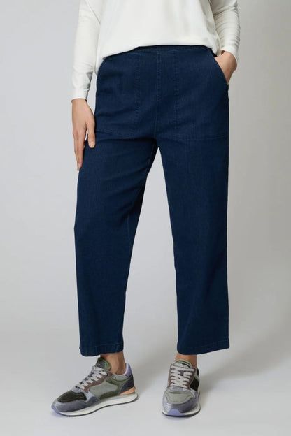 Stretch Denim Straight Trousers