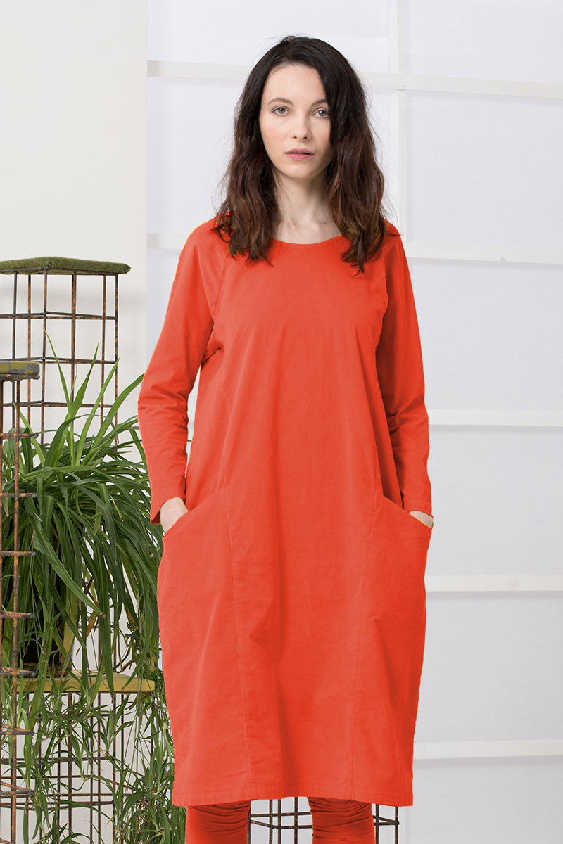 Neirami Diagonal Pocket Dress Orange