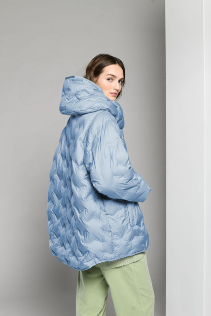 Quilted Diagonal Zip Coat