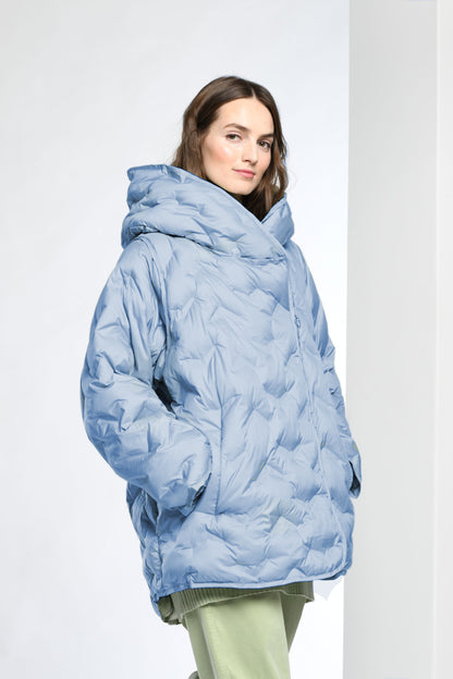 Quilted Diagonal Zip Coat