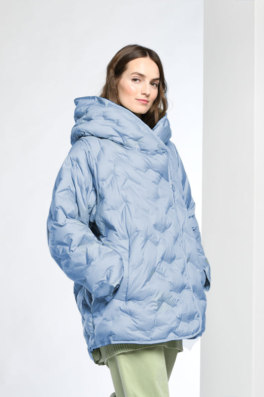 Quilted Diagonal Zip Coat