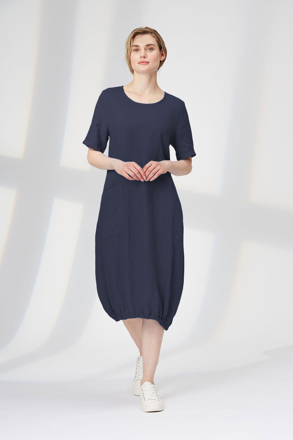 Yellow Label Linen Dress With Pockets Olive