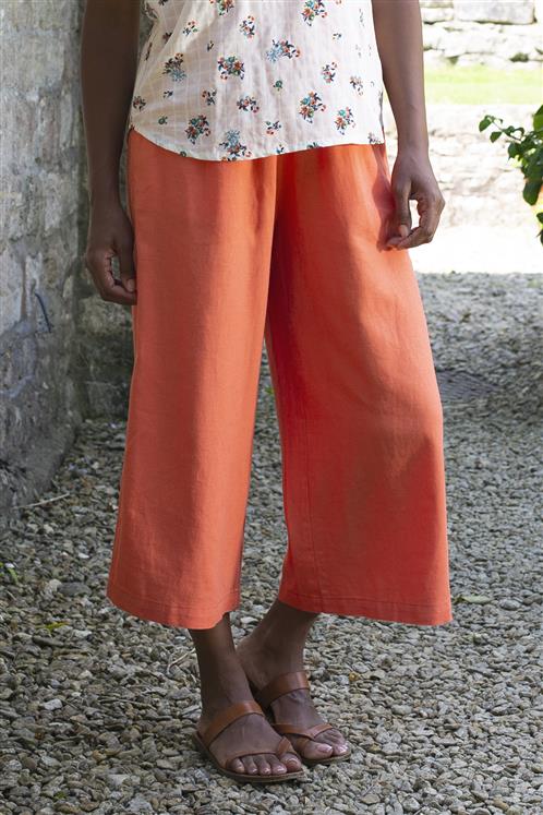 Lily and Me Drift Trousers Linen Blend Orange