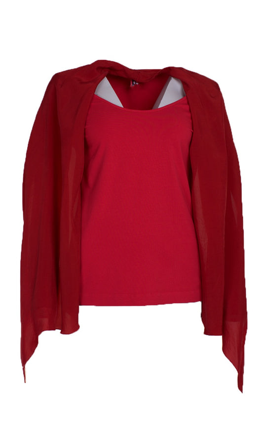 European Culture Red Drape Top