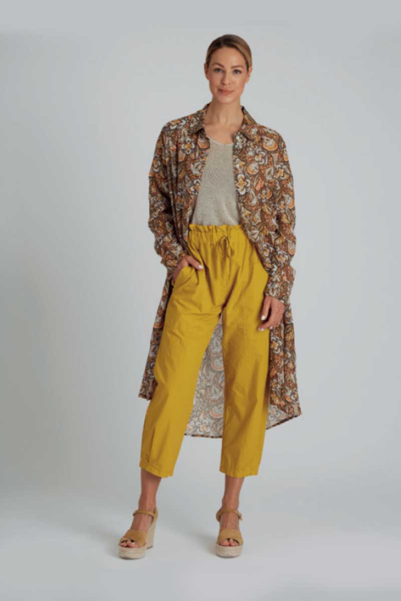 Yellow Label Olive Floral Print Dusty Coat
