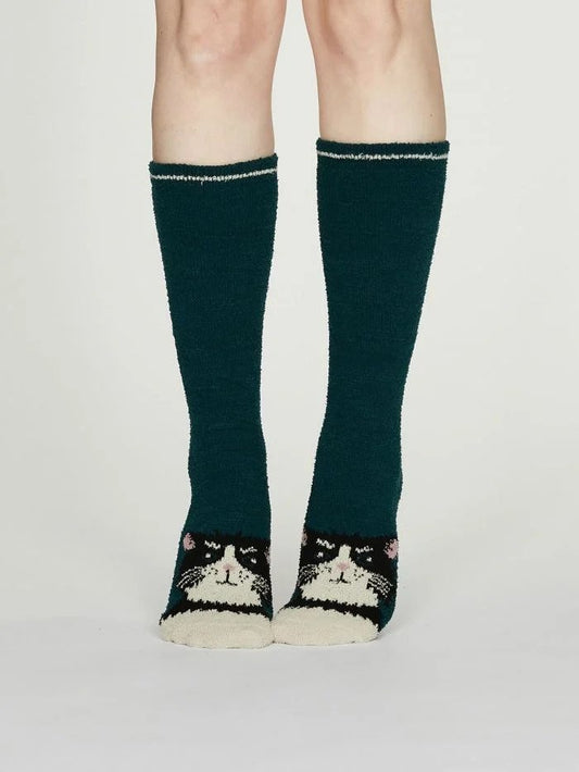 Thought Rebecca Fuzzy Socks Teal Blue