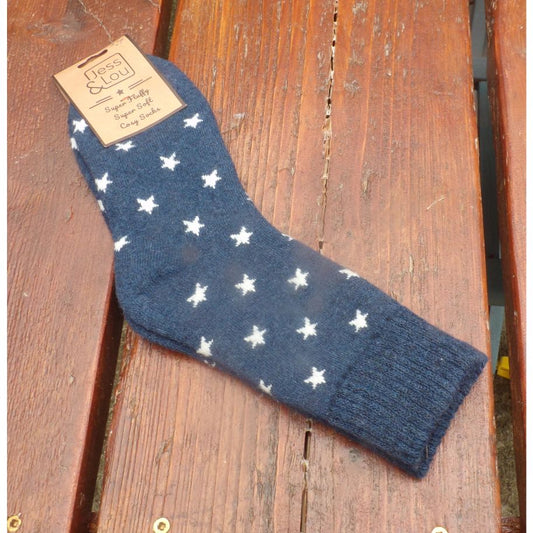 Jess & Lou Cosy Ribbed Star Socks Navy