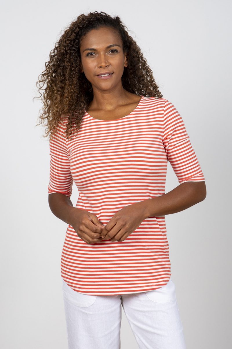 Lily and Me Rockpool Top Papaya Stripe
