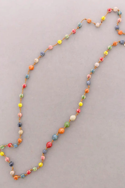 Dot Bead Ceramic Long Necklace