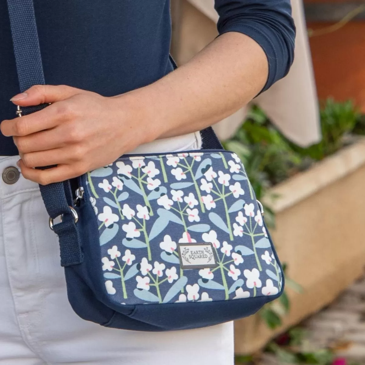 Earth Squared Floral Canvas Anna Bag Blue Floral