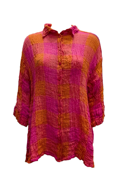 Large Check 51686 Linen Swing Shirt