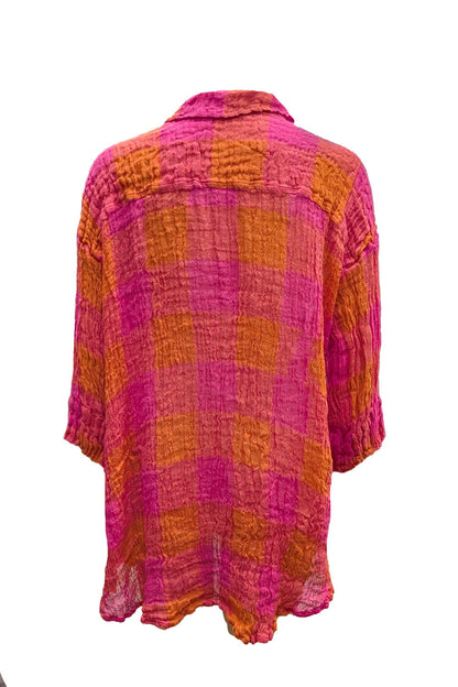 Large Check 51686 Linen Swing Shirt