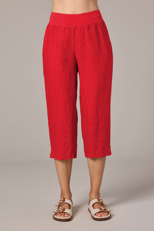 Solid Linen Capri Pants