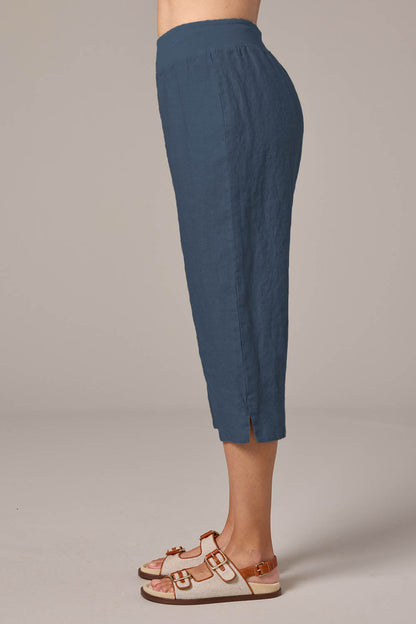 Solid Linen Capri Pants