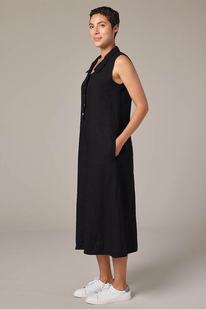 Solid Linen Collared Dress