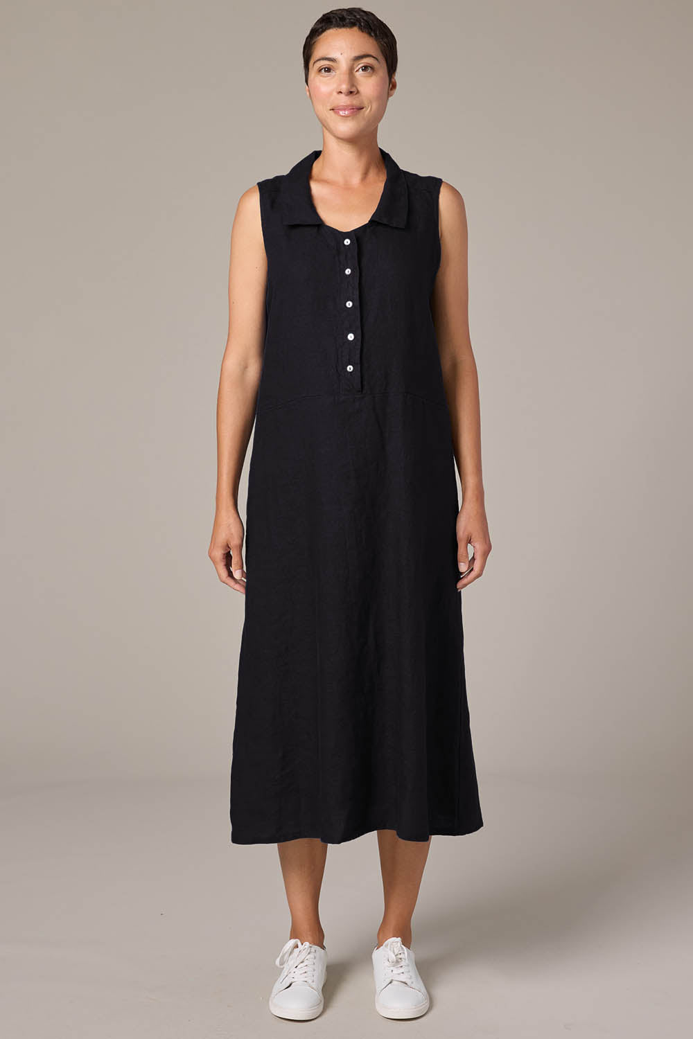 Solid Linen Collared Dress