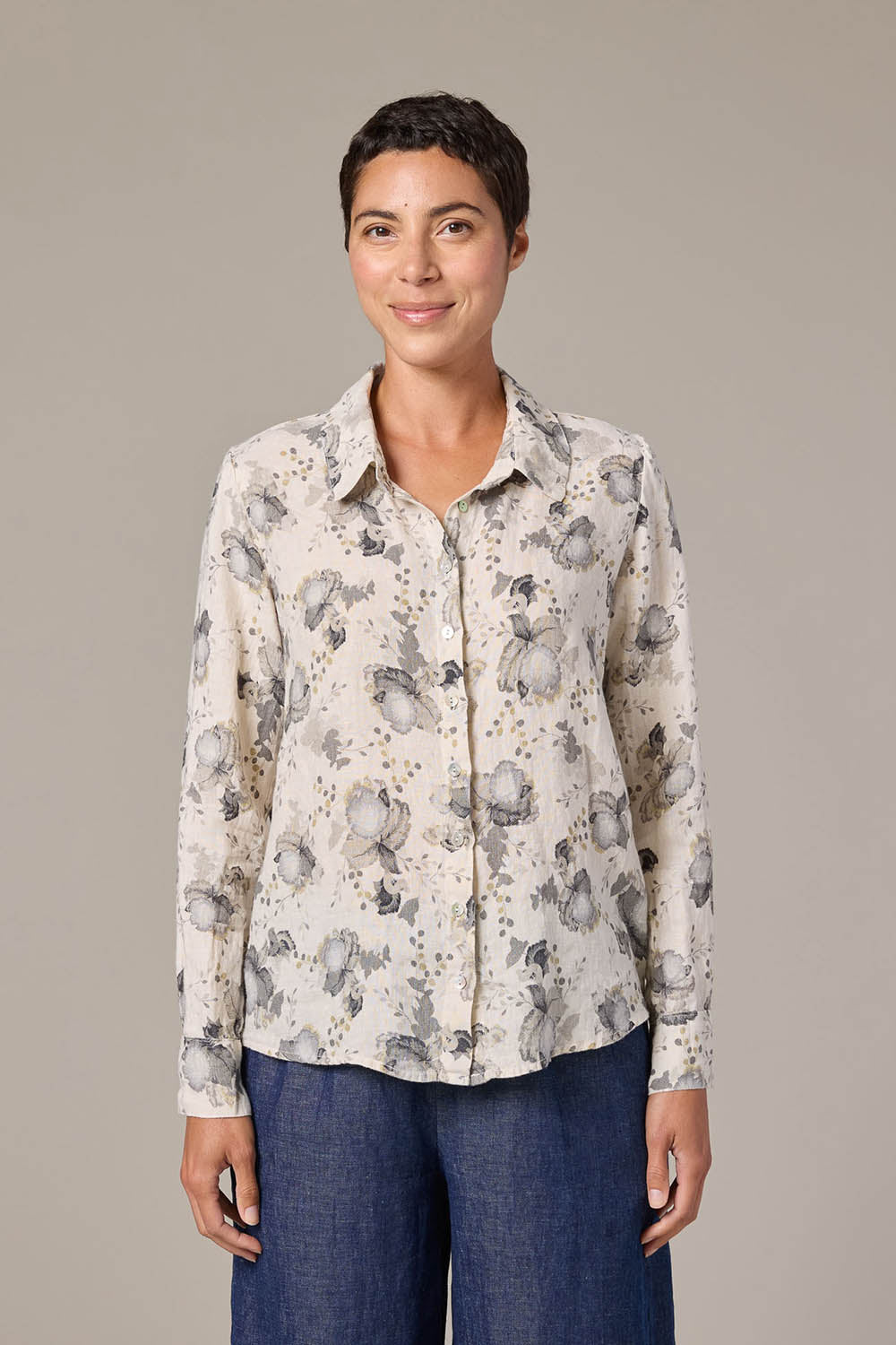 Leoni Floral Linen Fitted Shirt