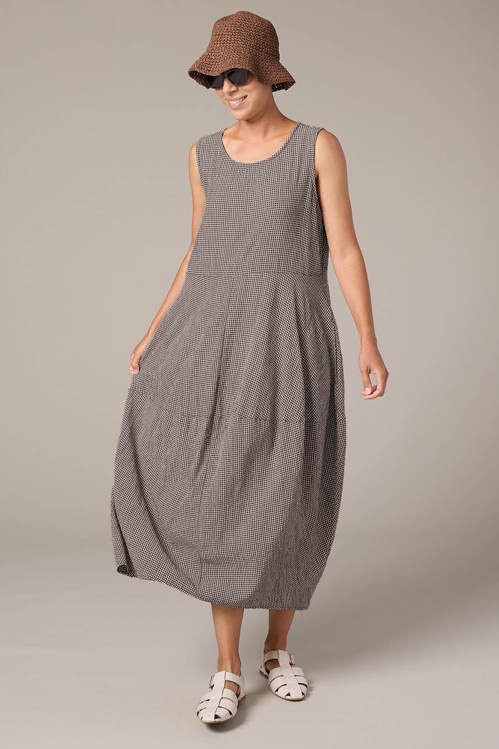 Crinkle Check Bubble Dress