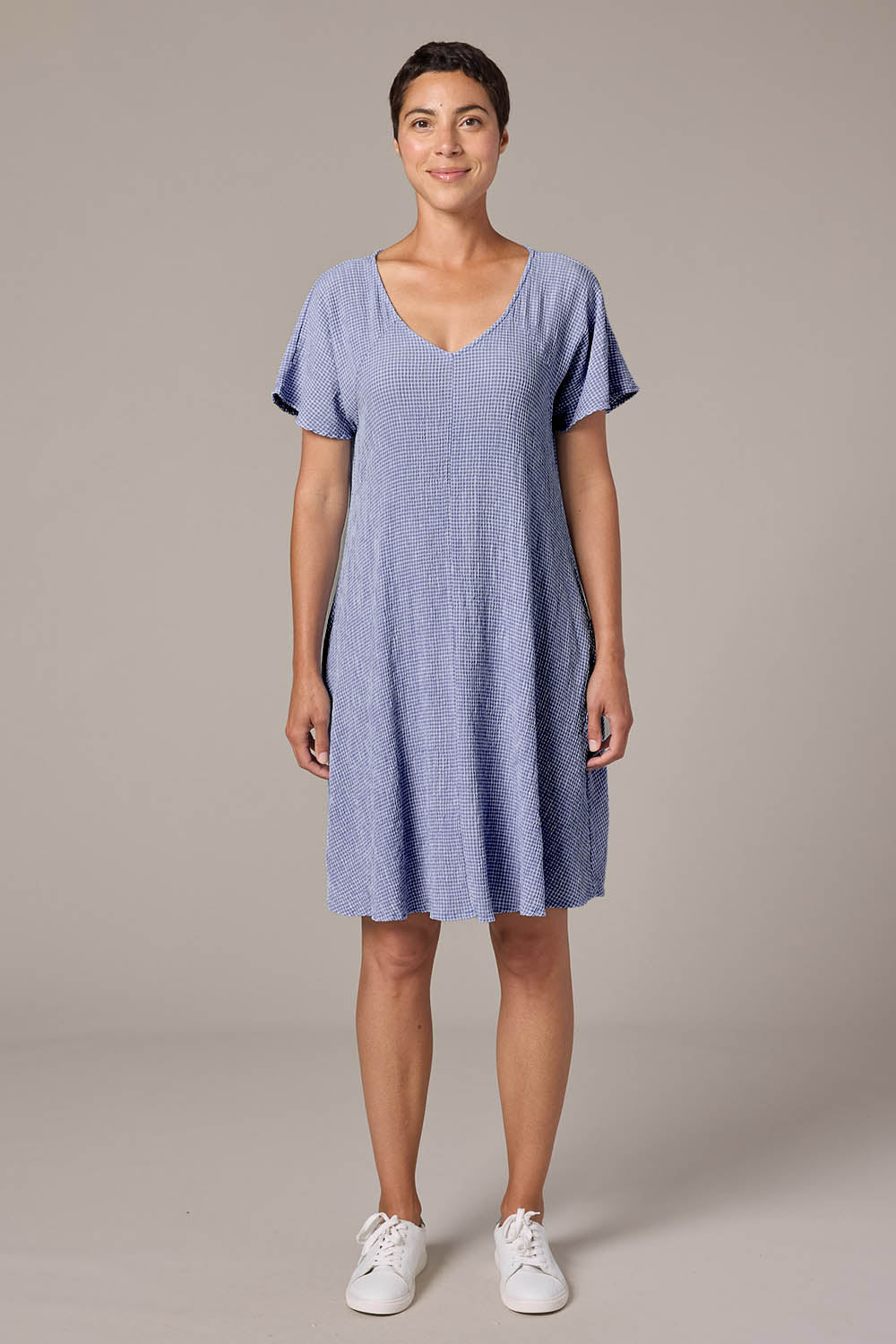 Crinkle Check Swing Dress