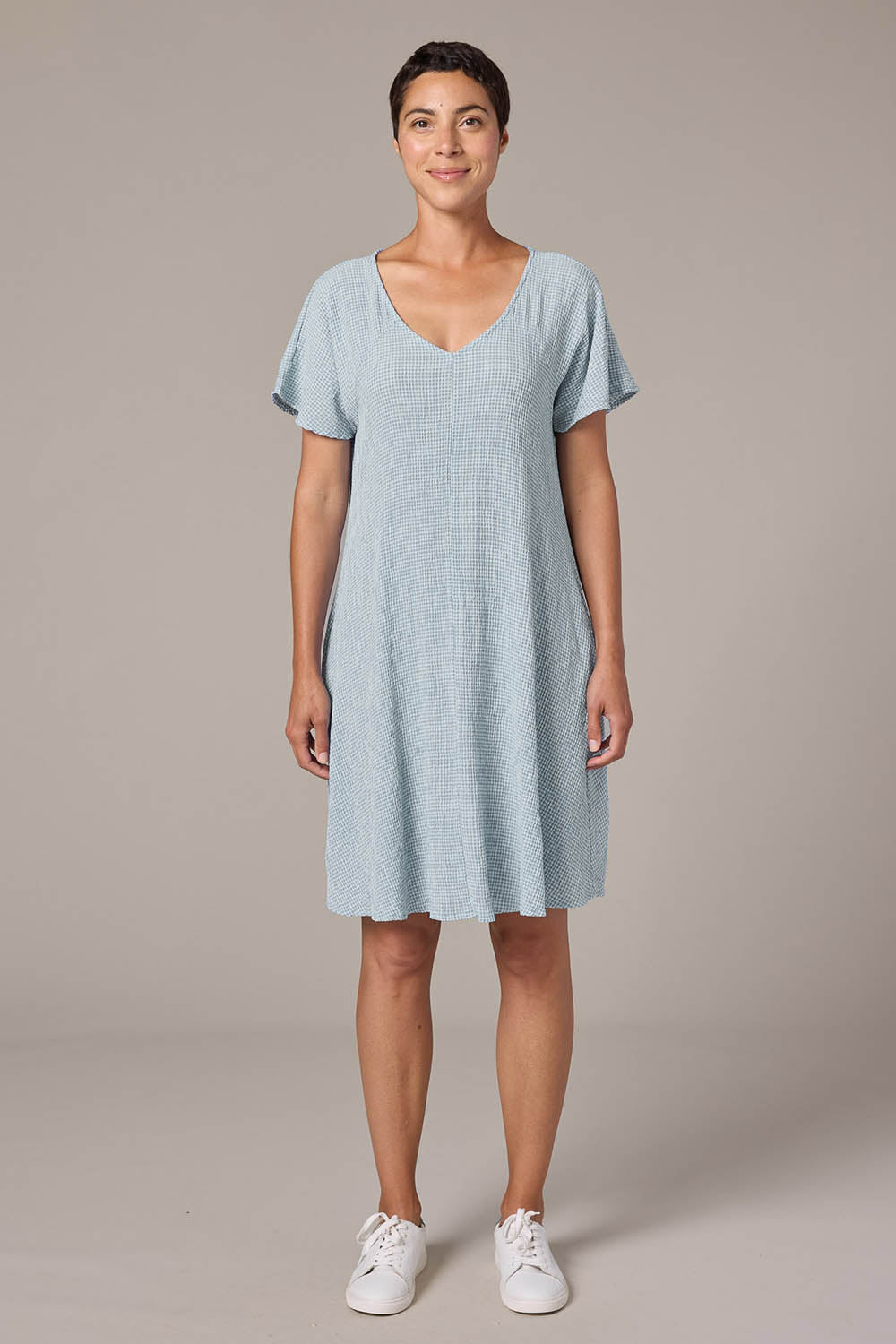 Crinkle Check Swing Dress