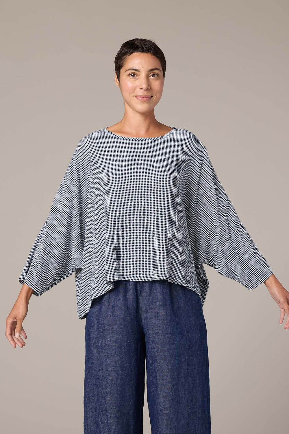 Crinkle Check Crop Top