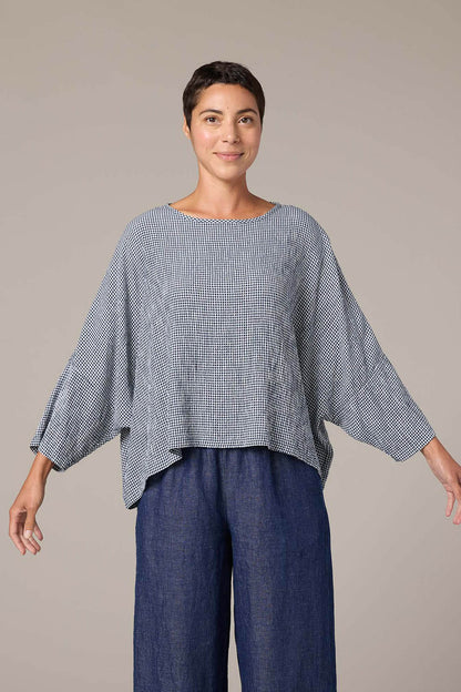 Crinkle Check Crop Top