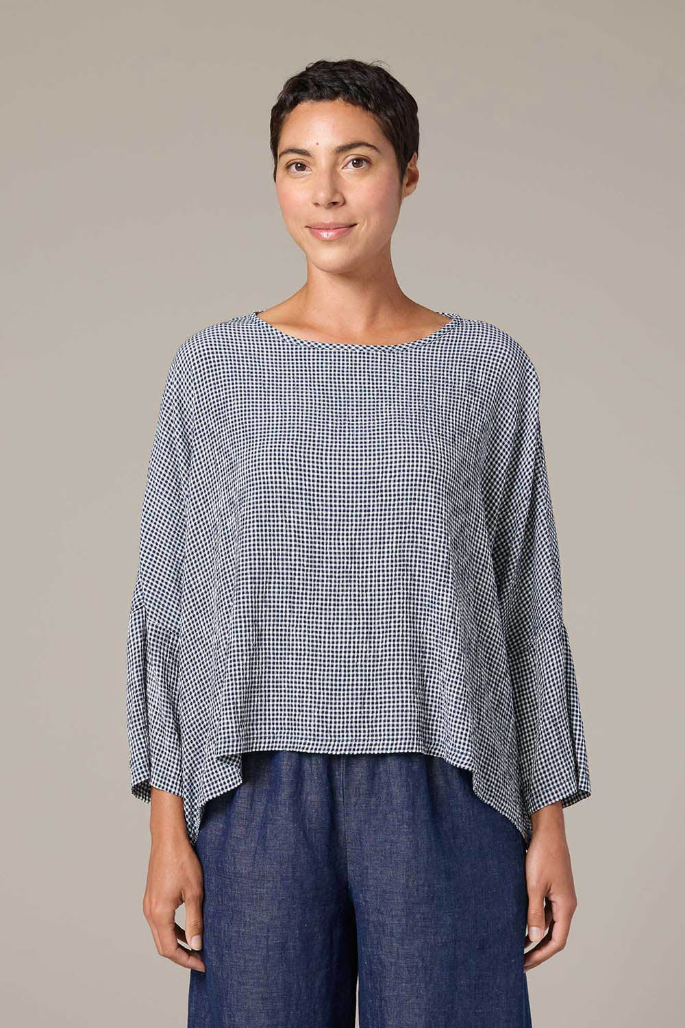 Crinkle Check Crop Top