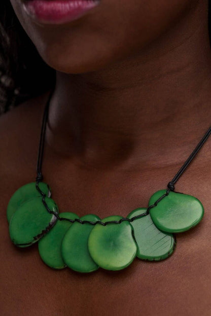 Pretty Pink Jewellery Bogota Tagua Slices Necklace Green