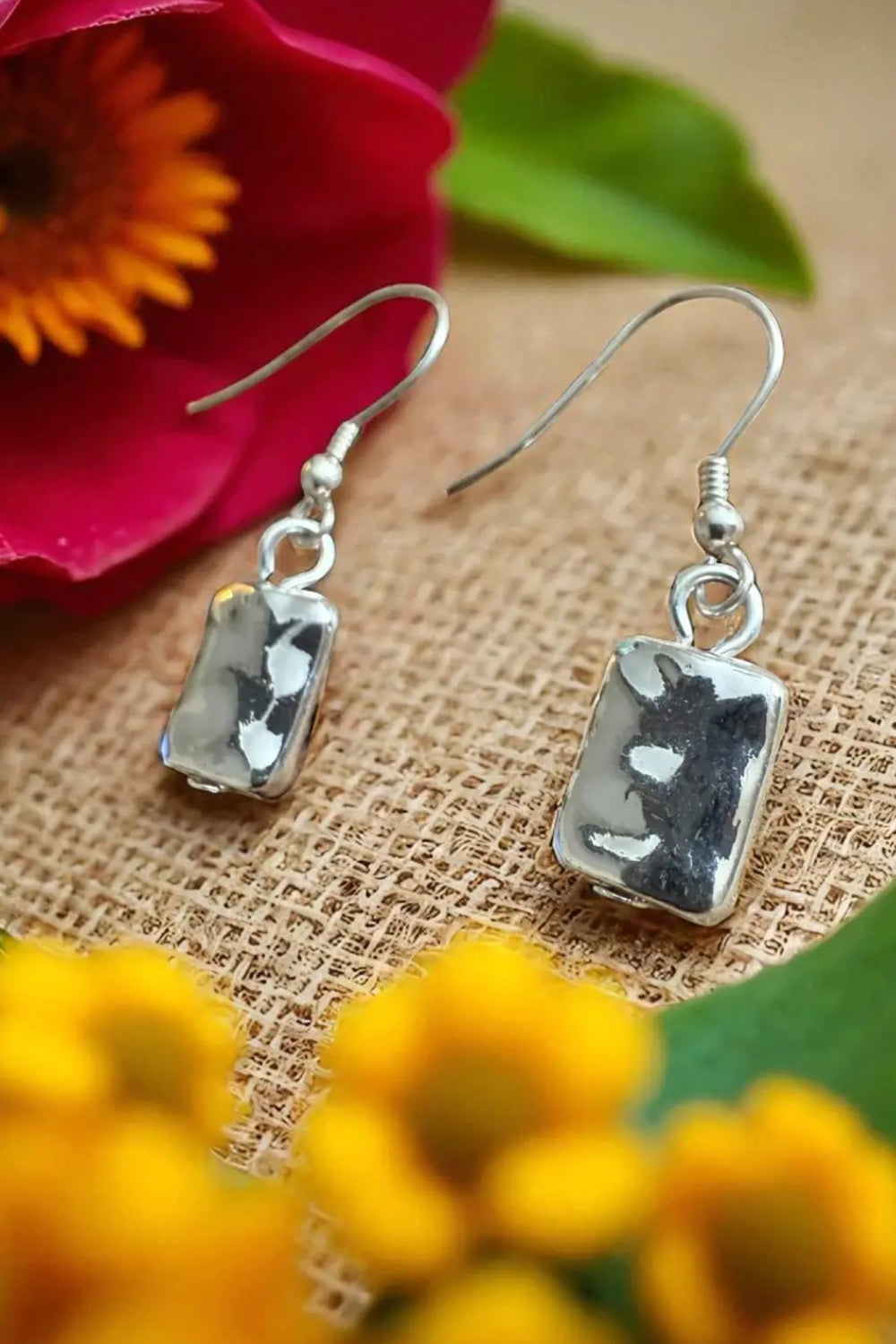 Block Bead Drop Earrings