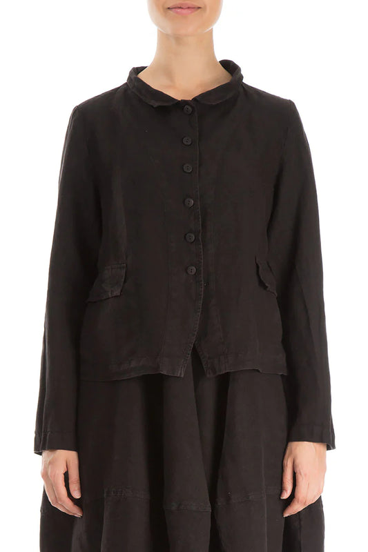 Grizas Crinkle Linen 71230 Jacket Black Black